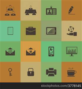 Retro style Business and office icons vector set.