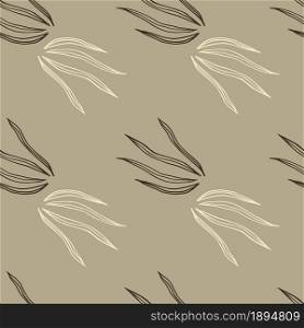 Retro style doodle grasss seamless pattern on light background. Vintage botanical wallpaper. Design for fabric, textile print, wrapping, cover. Simple vector illustration.. Retro style doodle grasss seamless pattern on light background. Vintage botanical wallpaper.