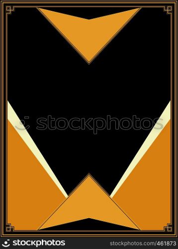 Retro style geometric frame in gold and black colors.