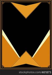 Retro style geometric frame in gold and black colors.