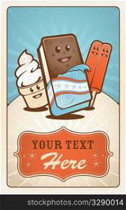 Retro style ice cream poster with room for text.