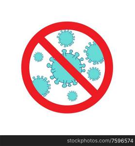 Retro style illustration of a prohibit or stop coronavirus infection symbol sign on isolated background.. Stop Coronavirus Infection Sign