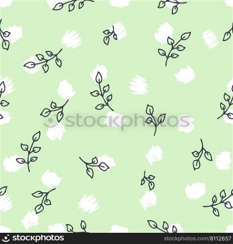 Retro style leaves doodle seamless pattern. Perfect for  greeting card, poster, textile and prints. Hand drawn vector illustration for decor and design.