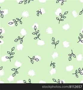 Retro style leaves doodle seamless pattern. Perfect for  greeting card, poster, textile and prints. Hand drawn vector illustration for decor and design.