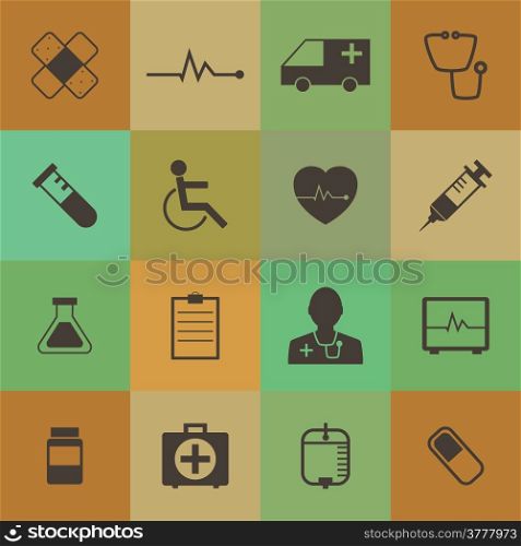 Retro style Medical Icons vector set.