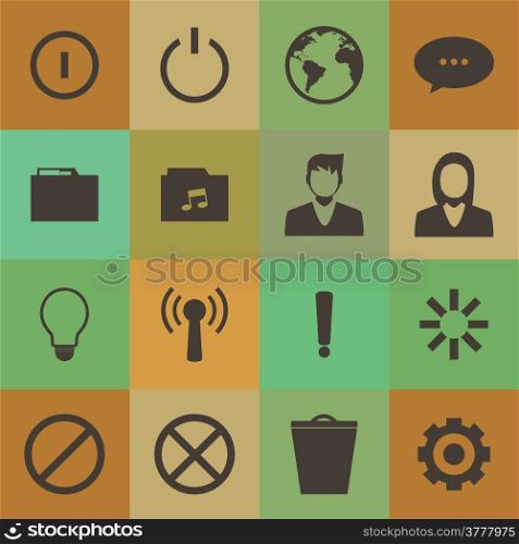 Retro style mobile phone icons connection vector set.