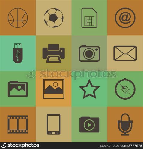 Retro style mobile phone icons connection vector set.