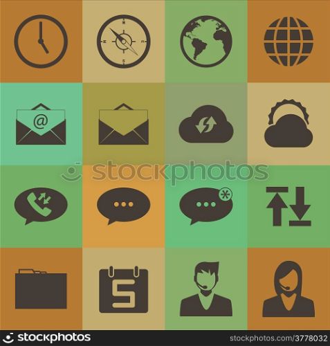 retro style mobile phone icons network vector set.