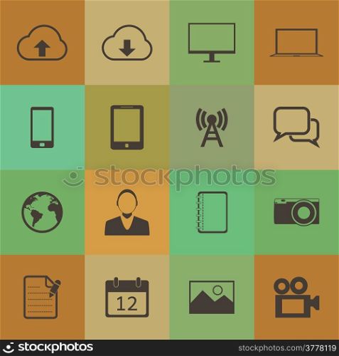 Retro style mobile phone icons vector set.