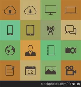 Retro style mobile phone icons vector set.