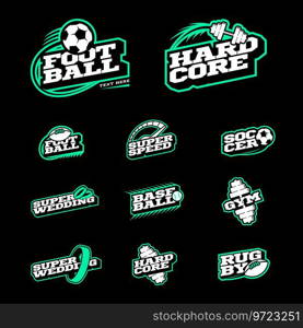 Retro style sport logo set soccer baseball rugby Vector Image