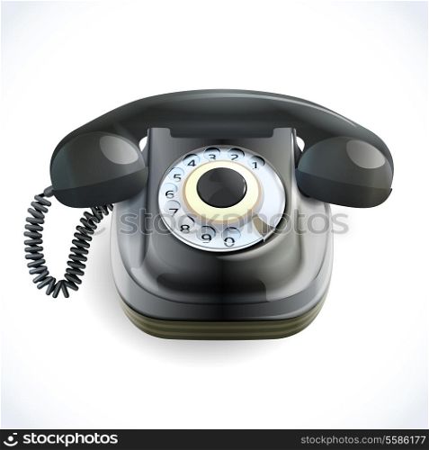 Retro style telephone with wire connection isolated on white background vector illustration