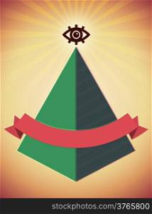 Retro styled poster with all seeing eye and pyramid