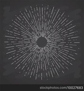 Retro sun bursts, Vintage radiant sun rays shape for logo, labels or emblems and typography decoration template vector Illustration on chalkboard background. Retro sun bursts, Vintage radiant sun rays shape for logo, labels or emblems and typography decoration template vector Illustration on chalkboard background.