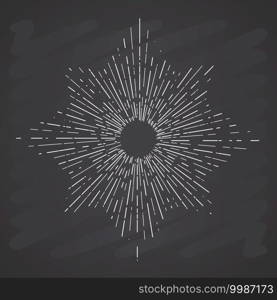 Retro sun bursts, Vintage radiant sun rays shape for logo, labels or emblems and typography decoration template vector Illustration on chalkboard background. Retro sun bursts, Vintage radiant sun rays shape for logo, labels or emblems and typography decoration template vector Illustration on chalkboard background.