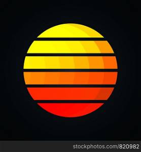 Retro sun with colorful gradient stripes. Vintage 1980s background design. Vector illustration.. Retro sun with colorful gradient stripes. Vintage 1980s background design