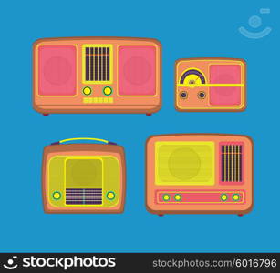 Retro technology over colorful background vector illustration