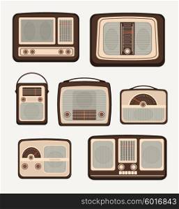 Retro technology over colorful background vector illustration