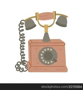 Retro telephone. A realistic gadget for communication. Colored flat graphic vector illustration isolated on white background.. Retro telephone. A realistic gadget for communication. Colored flat graphic vector illustration isolated on white background