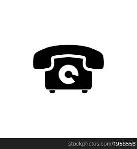 Retro Telephone Silhouette, Old Phone. Flat Vector Icon illustration. Simple black symbol on white background. Retro Telephone Silhouette, Old Phone sign design template for web and mobile UI element. Retro Telephone Silhouette, Old Phone. Flat Vector Icon illustration. Simple black symbol on white background. Retro Telephone Silhouette, Old Phone sign design template for web and mobile UI element.