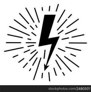 Retro thunderstorm badge. Light bolt black sign isolated on white background. Retro thunderstorm badge. Light bolt black sign