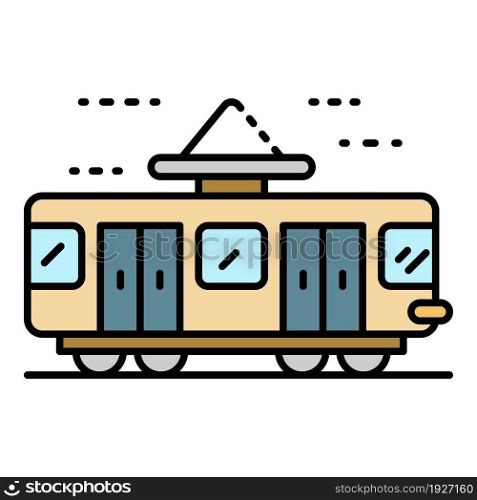 Retro tramway icon. Outline retro tramway vector icon color flat isolated. Retro tramway icon color outline vector