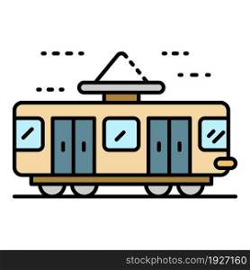 Retro tramway icon. Outline retro tramway vector icon color flat isolated. Retro tramway icon color outline vector