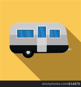 Retro travel trailer icon. Flat illustration of retro travel trailer vector icon for web design. Retro travel trailer icon, flat style