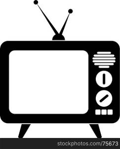 Retro tv icon. TV old vector illustration in black color on a white background