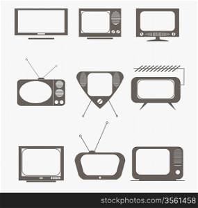 retro tv icons set