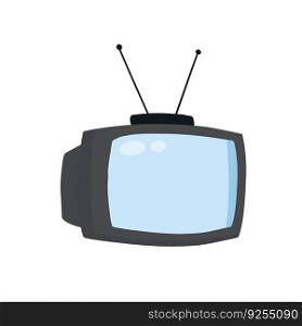 Retro TV with antenna. Television screen. Flat cartoon illustration isolated on white. Retro TV with antenna. Television screen
