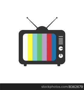 Retro TV with color frame icon. Problem television chanell illustration symbol. Sign tv rainbow vector flat.