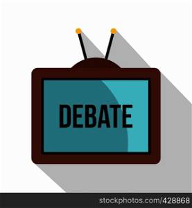 Retro TV with Debate word on the screen icon. Flat illustration of retro TV with Debate word on the screen vector icon for web isolated on white background. Retro TV with Debate word on the screen icon