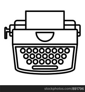 Retro typewriter icon. Outline retro typewriter vector icon for web design isolated on white background. Retro typewriter icon, outline style