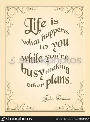 Retro Typographic Poster with motivation quote by John Lennon