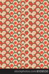 Retro Ugly 70s pattern background created with Hexagon shapes. Retrowave inspired art illustration. Vector geometric backgrounds from the 60's and 70's.