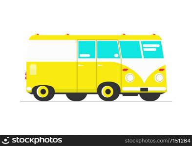 Retro van. Side view of a simplified cartoon van. Flat vector.