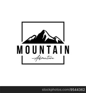 Retro vintage adventurer logo with arrow, mountain and compass concept.Logo for climber, adventurer, label and business.