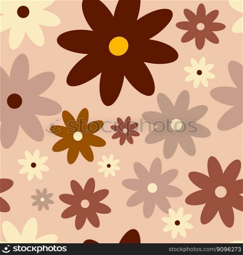 Retro Vintage boho spring pattern with flowers in 60s style. Retro Vintage boho spring floral pattern in 60s style