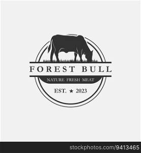 Retro Vintage Farm Cattle Angus Livestock Beef Emblem Label logo design vector. logo for organic beef, livestock, butcher and farm animal logo inspiration