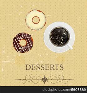 Retro vintage grunge style dessert menu. vector illustration