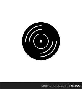 Retro Vinyl Disc, Music Record. Flat Vector Icon illustration. Simple black symbol on white background. Retro Vinyl Disc, Music Record sign design template for web and mobile UI element. Vinyl Disc, Music Record Flat Vector Icon