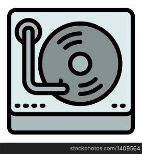 Retro vinyl player icon. Outline retro vinyl player vector icon for web design isolated on white background. Retro vinyl player icon, outline style