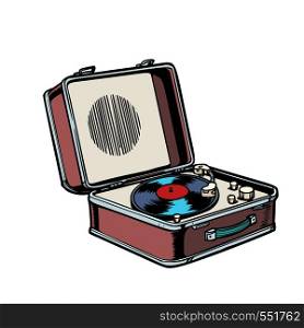 retro vinyl record player. Comic cartoon pop art vector retro vintage drawing. retro vinyl record player