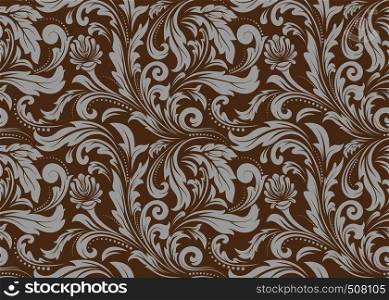 retro wallpaper and vintage seamless pattern for fabric ornament or background ancient, filigree of antique leaf. vector illustration