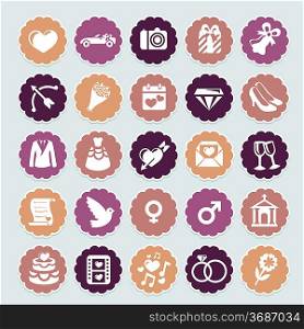 retro wedding collection - vector icons and badges