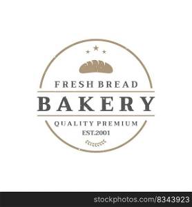 Retro wheat bread logo template. Badge for bakery, home made bakery, restaurant or cafe, patisserie, business.