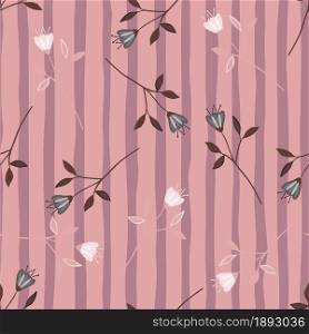 Retro wildflower seamless pattern on stripe background. Abstract botanical design. Elegant floral ornament. Nature wallpaper. For fabric, textile print, wrapping, cover. Vector illustration. Retro wildflower seamless pattern on stripe background.