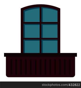 Retro window and flowerbox icon flat isolated on white background vector illustration. Retro window and flowerbox icon isolated