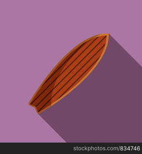 Retro wood surfboard icon. Flat illustration of retro wood surfboard vector icon for web design. Retro wood surfboard icon, flat style